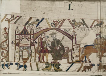 Koning Edward de Belijder stuurt Harold naar Normandië, Tapijt van Bayeux